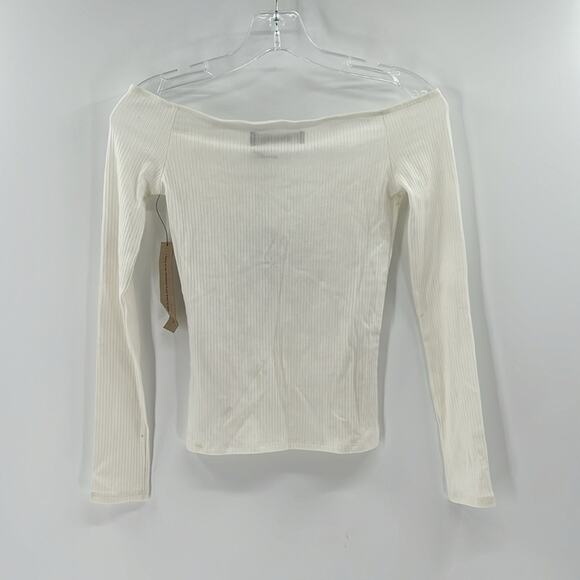 Reformation Cream Off The Shoulder Ribbed Long Sleeve Top - XS - NWT - Picture 7 of 7